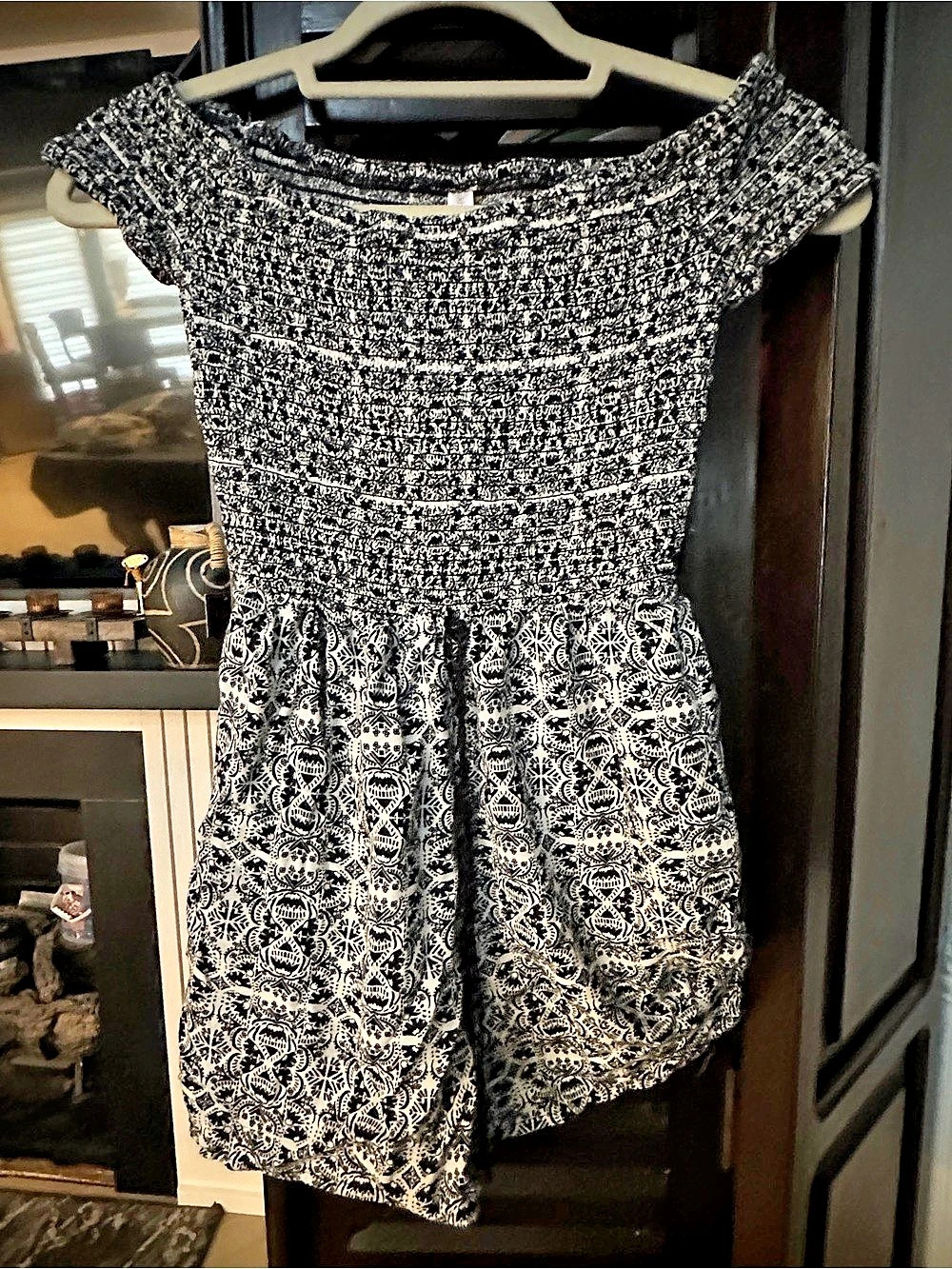 Kids Black & White Floral Romper